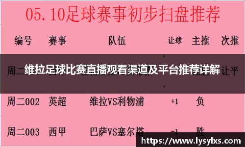 维拉足球比赛直播观看渠道及平台推荐详解